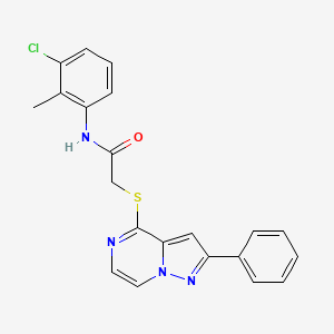 molecular formula C21H17ClN4OS B3398010 N-(3-CHLORO-2-METHYLPHENYL)-2-({2-PHENYLPYRAZOLO[1,5-A]PYRAZIN-4-YL}SULFANYL)ACETAMIDE CAS No. 1021229-33-3