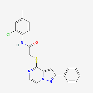 molecular formula C21H17ClN4OS B3398381 N-(2-CHLORO-4-METHYLPHENYL)-2-({2-PHENYLPYRAZOLO[1,5-A]PYRAZIN-4-YL}SULFANYL)ACETAMIDE CAS No. 1021252-30-1