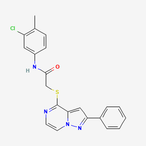 molecular formula C21H17ClN4OS B3398492 N-(3-CHLORO-4-METHYLPHENYL)-2-({2-PHENYLPYRAZOLO[1,5-A]PYRAZIN-4-YL}SULFANYL)ACETAMIDE CAS No. 1021254-78-3