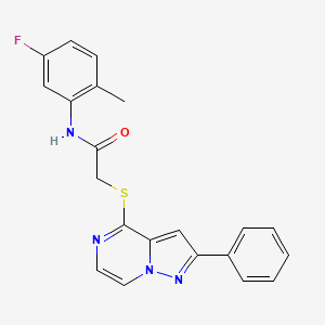 molecular formula C21H17FN4OS B3398499 N-(5-FLUORO-2-METHYLPHENYL)-2-({2-PHENYLPYRAZOLO[1,5-A]PYRAZIN-4-YL}SULFANYL)ACETAMIDE CAS No. 1021254-81-8