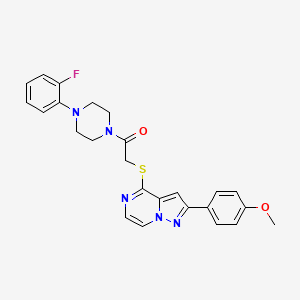 molecular formula C25H24FN5O2S B3398560 1-[4-(2-fluorophenyl)piperazin-1-yl]-2-{[2-(4-methoxyphenyl)pyrazolo[1,5-a]pyrazin-4-yl]sulfanyl}ethan-1-one CAS No. 1021256-01-8