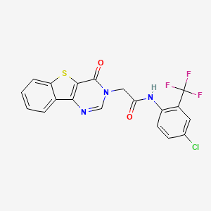 molecular formula C19H11ClF3N3O2S B3398598 N-[4-chloro-2-(trifluoromethyl)phenyl]-2-{6-oxo-8-thia-3,5-diazatricyclo[7.4.0.0^{2,7}]trideca-1(13),2(7),3,9,11-pentaen-5-yl}acetamide CAS No. 1021256-85-8