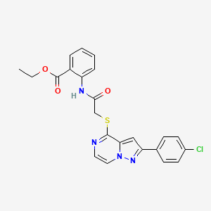 molecular formula C23H19ClN4O3S B3398782 ETHYL 2-(2-{[2-(4-CHLOROPHENYL)PYRAZOLO[1,5-A]PYRAZIN-4-YL]SULFANYL}ACETAMIDO)BENZOATE CAS No. 1021257-96-4