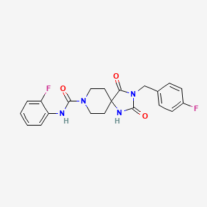 molecular formula C21H20F2N4O3 B3398956 N-(2-fluorophenyl)-3-[(4-fluorophenyl)methyl]-2,4-dioxo-1,3,8-triazaspiro[4.5]decane-8-carboxamide CAS No. 1021264-53-8