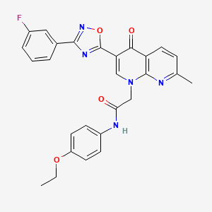 molecular formula C27H22FN5O4 B3399013 N-(4-ethoxyphenyl)-2-{3-[3-(3-fluorophenyl)-1,2,4-oxadiazol-5-yl]-7-methyl-4-oxo-1,4-dihydro-1,8-naphthyridin-1-yl}acetamide CAS No. 1029727-92-1