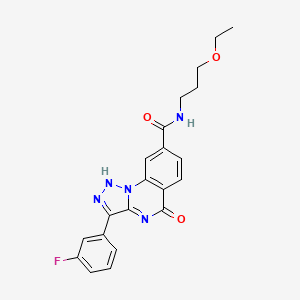 molecular formula C21H20FN5O3 B3399048 N-(3-ethoxypropyl)-3-(3-fluorophenyl)-5-oxo-4H,5H-[1,2,3]triazolo[1,5-a]quinazoline-8-carboxamide CAS No. 1031624-58-4