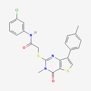 molecular formula C22H18ClN3O2S2 B3399081 N-(3-chlorophenyl)-2-{[3-methyl-7-(4-methylphenyl)-4-oxo-3H,4H-thieno[3,2-d]pyrimidin-2-yl]sulfanyl}acetamide CAS No. 1040631-90-0