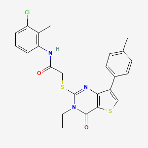 molecular formula C24H22ClN3O2S2 B3399157 N-(3-chloro-2-methylphenyl)-2-{[3-ethyl-7-(4-methylphenyl)-4-oxo-3H,4H-thieno[3,2-d]pyrimidin-2-yl]sulfanyl}acetamide CAS No. 1040632-68-5
