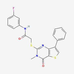 molecular formula C21H16FN3O2S2 B3399183 N-(3-fluorophenyl)-2-({3-methyl-4-oxo-7-phenyl-3H,4H-thieno[3,2-d]pyrimidin-2-yl}sulfanyl)acetamide CAS No. 1040633-76-8