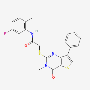 molecular formula C22H18FN3O2S2 B3399233 N-(5-fluoro-2-methylphenyl)-2-({3-methyl-4-oxo-7-phenyl-3H,4H-thieno[3,2-d]pyrimidin-2-yl}sulfanyl)acetamide CAS No. 1040634-45-4