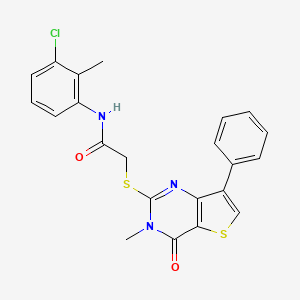 molecular formula C22H18ClN3O2S2 B3399239 N-(3-chloro-2-methylphenyl)-2-({3-methyl-4-oxo-7-phenyl-3H,4H-thieno[3,2-d]pyrimidin-2-yl}sulfanyl)acetamide CAS No. 1040634-53-4
