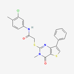 molecular formula C22H18ClN3O2S2 B3399248 N-(3-chloro-4-methylphenyl)-2-({3-methyl-4-oxo-7-phenyl-3H,4H-thieno[3,2-d]pyrimidin-2-yl}sulfanyl)acetamide CAS No. 1040634-61-4