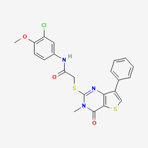 molecular formula C22H18ClN3O3S2 B3399253 N-(3-chloro-4-methoxyphenyl)-2-({3-methyl-4-oxo-7-phenyl-3H,4H-thieno[3,2-d]pyrimidin-2-yl}sulfanyl)acetamide CAS No. 1040634-77-2