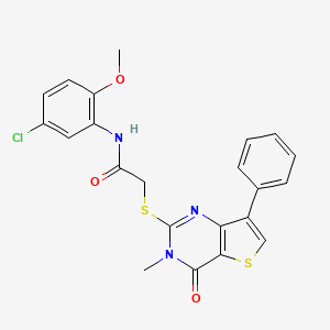 molecular formula C22H18ClN3O3S2 B3399262 N-(5-chloro-2-methoxyphenyl)-2-({3-methyl-4-oxo-7-phenyl-3H,4H-thieno[3,2-d]pyrimidin-2-yl}sulfanyl)acetamide CAS No. 1040634-85-2