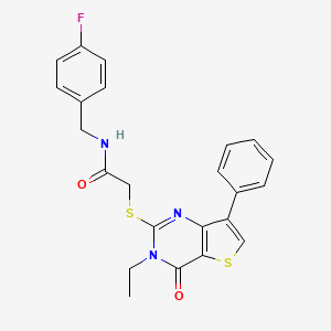 molecular formula C23H20FN3O2S2 B3399291 2-({3-ethyl-4-oxo-7-phenyl-3H,4H-thieno[3,2-d]pyrimidin-2-yl}sulfanyl)-N-[(4-fluorophenyl)methyl]acetamide CAS No. 1040635-65-1