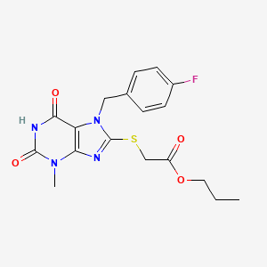 molecular formula C18H19FN4O4S B3399527 propyl 2-((7-(4-fluorobenzyl)-3-methyl-2,6-dioxo-2,3,6,7-tetrahydro-1H-purin-8-yl)thio)acetate CAS No. 1040642-37-2
