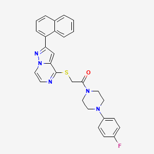 molecular formula C28H24FN5OS B3399544 1-[4-(4-fluorophenyl)piperazin-1-yl]-2-{[2-(naphthalen-1-yl)pyrazolo[1,5-a]pyrazin-4-yl]sulfanyl}ethan-1-one CAS No. 1040642-65-6