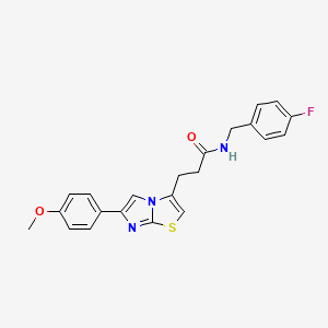 molecular formula C22H20FN3O2S B3399653 N-[(4-fluorophenyl)methyl]-3-[6-(4-methoxyphenyl)imidazo[2,1-b][1,3]thiazol-3-yl]propanamide CAS No. 1040644-39-0