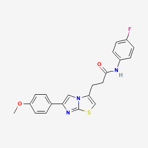 molecular formula C21H18FN3O2S B3399660 N-(4-fluorophenyl)-3-[6-(4-methoxyphenyl)imidazo[2,1-b][1,3]thiazol-3-yl]propanamide CAS No. 1040644-80-1