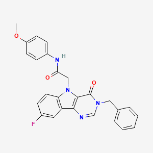 molecular formula C26H21FN4O3 B3399690 2-{3-benzyl-8-fluoro-4-oxo-3H,4H,5H-pyrimido[5,4-b]indol-5-yl}-N-(4-methoxyphenyl)acetamide CAS No. 1040645-58-6
