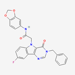 molecular formula C26H19FN4O4 B3399707 N-(2H-1,3-benzodioxol-5-yl)-2-{3-benzyl-8-fluoro-4-oxo-3H,4H,5H-pyrimido[5,4-b]indol-5-yl}acetamide CAS No. 1040645-79-1