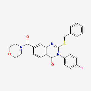 molecular formula C26H22FN3O3S B3399751 2-(benzylsulfanyl)-3-(4-fluorophenyl)-7-(morpholine-4-carbonyl)-3,4-dihydroquinazolin-4-one CAS No. 1040646-43-2