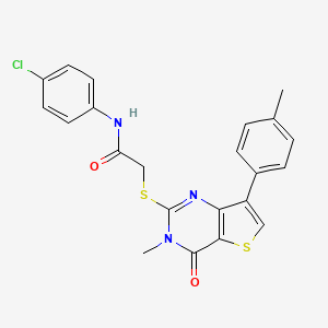 molecular formula C22H18ClN3O2S2 B3399876 N-(4-chlorophenyl)-2-{[3-methyl-7-(4-methylphenyl)-4-oxo-3H,4H-thieno[3,2-d]pyrimidin-2-yl]sulfanyl}acetamide CAS No. 1040649-31-7