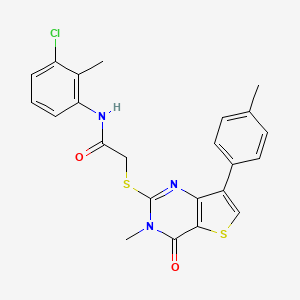 molecular formula C23H20ClN3O2S2 B3399884 N-(3-chloro-2-methylphenyl)-2-{[3-methyl-7-(4-methylphenyl)-4-oxo-3H,4H-thieno[3,2-d]pyrimidin-2-yl]sulfanyl}acetamide CAS No. 1040649-43-1