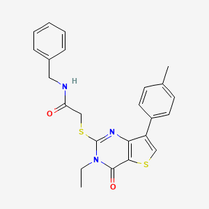 molecular formula C24H23N3O2S2 B3399889 N-benzyl-2-{[3-ethyl-7-(4-methylphenyl)-4-oxo-3H,4H-thieno[3,2-d]pyrimidin-2-yl]sulfanyl}acetamide CAS No. 1040649-62-4