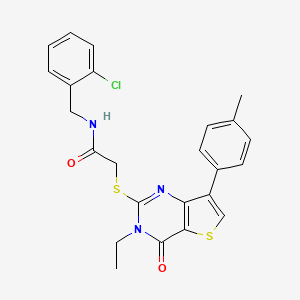 molecular formula C24H22ClN3O2S2 B3399902 N-[(2-chlorophenyl)methyl]-2-{[3-ethyl-7-(4-methylphenyl)-4-oxo-3H,4H-thieno[3,2-d]pyrimidin-2-yl]sulfanyl}acetamide CAS No. 1040649-77-1