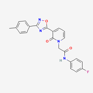 molecular formula C22H17FN4O3 B3399915 N-(4-fluorophenyl)-2-{3-[3-(4-methylphenyl)-1,2,4-oxadiazol-5-yl]-2-oxo-1,2-dihydropyridin-1-yl}acetamide CAS No. 1040649-90-8