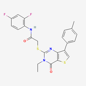 molecular formula C23H19F2N3O2S2 B3400000 N-(2,4-difluorophenyl)-2-{[3-ethyl-7-(4-methylphenyl)-4-oxo-3H,4H-thieno[3,2-d]pyrimidin-2-yl]sulfanyl}acetamide CAS No. 1040651-74-8