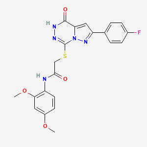 molecular formula C21H18FN5O4S B3400147 N-(2,4-dimethoxyphenyl)-2-((8-(4-fluorophenyl)-(oxo)dihydropyrazolo[1,5-d][1,2,4]triazin-2-yl)thio)acetamide CAS No. 1040655-82-0