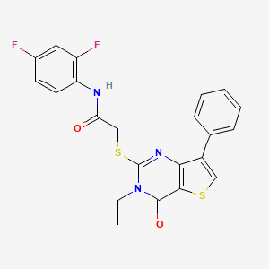 molecular formula C22H17F2N3O2S2 B3400448 N-(2,4-difluorophenyl)-2-({3-ethyl-4-oxo-7-phenyl-3H,4H-thieno[3,2-d]pyrimidin-2-yl}sulfanyl)acetamide CAS No. 1040662-07-4