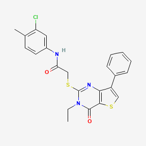 molecular formula C23H20ClN3O2S2 B3400498 N-(3-chloro-4-methylphenyl)-2-({3-ethyl-4-oxo-7-phenyl-3H,4H-thieno[3,2-d]pyrimidin-2-yl}sulfanyl)acetamide CAS No. 1040662-55-2
