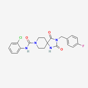 molecular formula C21H20ClFN4O3 B3400609 N-(2-chlorophenyl)-3-[(4-fluorophenyl)methyl]-2,4-dioxo-1,3,8-triazaspiro[4.5]decane-8-carboxamide CAS No. 1040664-08-1