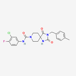 molecular formula C22H22ClFN4O3 B3400617 N-(3-chloro-4-fluorophenyl)-3-[(4-methylphenyl)methyl]-2,4-dioxo-1,3,8-triazaspiro[4.5]decane-8-carboxamide CAS No. 1040664-16-1