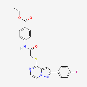 molecular formula C23H19FN4O3S B3401085 ETHYL 4-(2-{[2-(4-FLUOROPHENYL)PYRAZOLO[1,5-A]PYRAZIN-4-YL]SULFANYL}ACETAMIDO)BENZOATE CAS No. 1040674-01-8