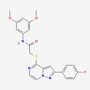 molecular formula C22H19FN4O3S B3401217 N-(3,5-dimethoxyphenyl)-2-((2-(4-fluorophenyl)pyrazolo[1,5-a]pyrazin-4-yl)thio)acetamide CAS No. 1040675-79-3