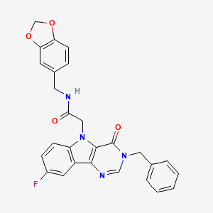 molecular formula C27H21FN4O4 B3401241 N-[(2H-1,3-benzodioxol-5-yl)methyl]-2-{3-benzyl-8-fluoro-4-oxo-3H,4H,5H-pyrimido[5,4-b]indol-5-yl}acetamide CAS No. 1040676-54-7