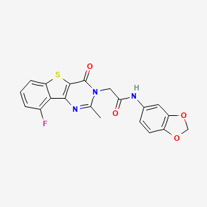 molecular formula C20H14FN3O4S B3401355 N-(1,3-benzodioxol-5-yl)-2-(9-fluoro-2-methyl-4-oxo-[1]benzothiolo[3,2-d]pyrimidin-3-yl)acetamide CAS No. 1040678-75-8