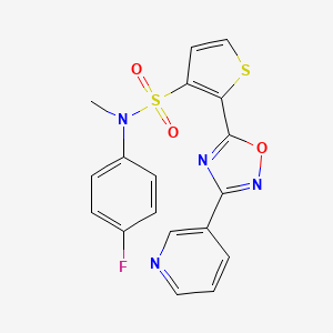 molecular formula C18H13FN4O3S2 B3401603 N-(4-fluorophenyl)-N-methyl-2-[3-(pyridin-3-yl)-1,2,4-oxadiazol-5-yl]thiophene-3-sulfonamide CAS No. 1040681-92-2