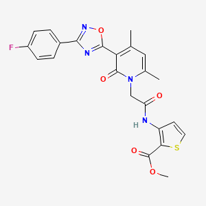 molecular formula C23H19FN4O5S B3401883 methyl 3-(2-{3-[3-(4-fluorophenyl)-1,2,4-oxadiazol-5-yl]-4,6-dimethyl-2-oxo-1,2-dihydropyridin-1-yl}acetamido)thiophene-2-carboxylate CAS No. 1040685-12-8