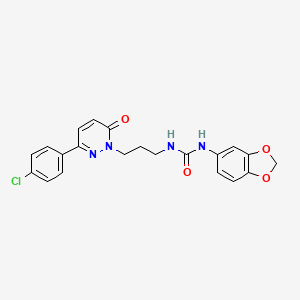 molecular formula C21H19ClN4O4 B3402313 1-(benzo[d][1,3]dioxol-5-yl)-3-(3-(3-(4-chlorophenyl)-6-oxopyridazin-1(6H)-yl)propyl)urea CAS No. 1058175-19-1