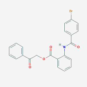molecular formula C22H16BrNO4 B340236 2-OXO-2-PHENYLETHYL 2-(4-BROMOBENZAMIDO)BENZOATE 