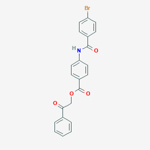molecular formula C22H16BrNO4 B340256 2-OXO-2-PHENYLETHYL 4-(4-BROMOBENZAMIDO)BENZOATE 