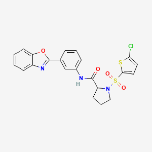 molecular formula C22H18ClN3O4S2 B3402938 N-[3-(1,3-benzoxazol-2-yl)phenyl]-1-[(5-chlorothiophen-2-yl)sulfonyl]pyrrolidine-2-carboxamide CAS No. 1098644-71-3