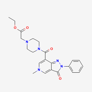 molecular formula C22H25N5O4 B3403165 ethyl 2-(4-(5-methyl-3-oxo-2-phenyl-3,5-dihydro-2H-pyrazolo[4,3-c]pyridine-7-carbonyl)piperazin-1-yl)acetate CAS No. 1105231-22-8