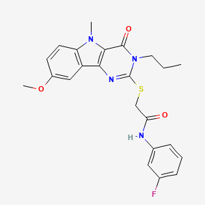 molecular formula C23H23FN4O3S B3403291 N-(3-fluorophenyl)-2-({8-methoxy-5-methyl-4-oxo-3-propyl-3H,4H,5H-pyrimido[5,4-b]indol-2-yl}sulfanyl)acetamide CAS No. 1112301-39-9