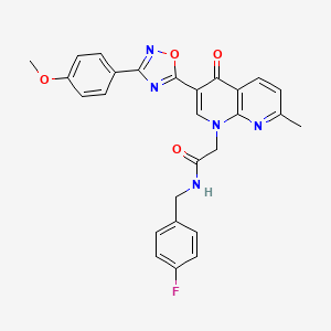 molecular formula C27H22FN5O4 B3403347 N-[(4-fluorophenyl)methyl]-2-{3-[3-(4-methoxyphenyl)-1,2,4-oxadiazol-5-yl]-7-methyl-4-oxo-1,4-dihydro-1,8-naphthyridin-1-yl}acetamide CAS No. 1112427-00-5